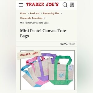 Trader Joe’s mini tote, blue handles